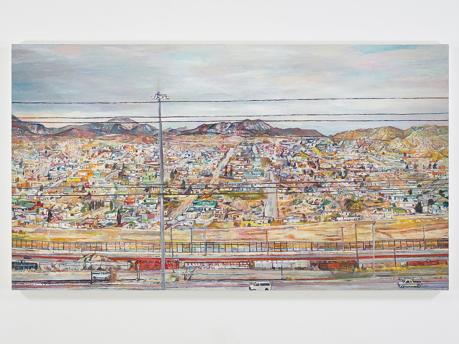 Mayerson, paso del norte the us:mexico border, 2017, oil on linen, 48 x 85 in., 121.9 x 215.9 cm, cnon 59.460