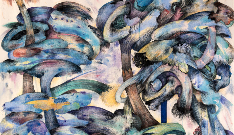 Alsoudani, midnight blue, 2018, acrylic, charcoal, colored pencil on canvas, 76 x 64 in., 193 x 162.6 cm, cnon 60.499