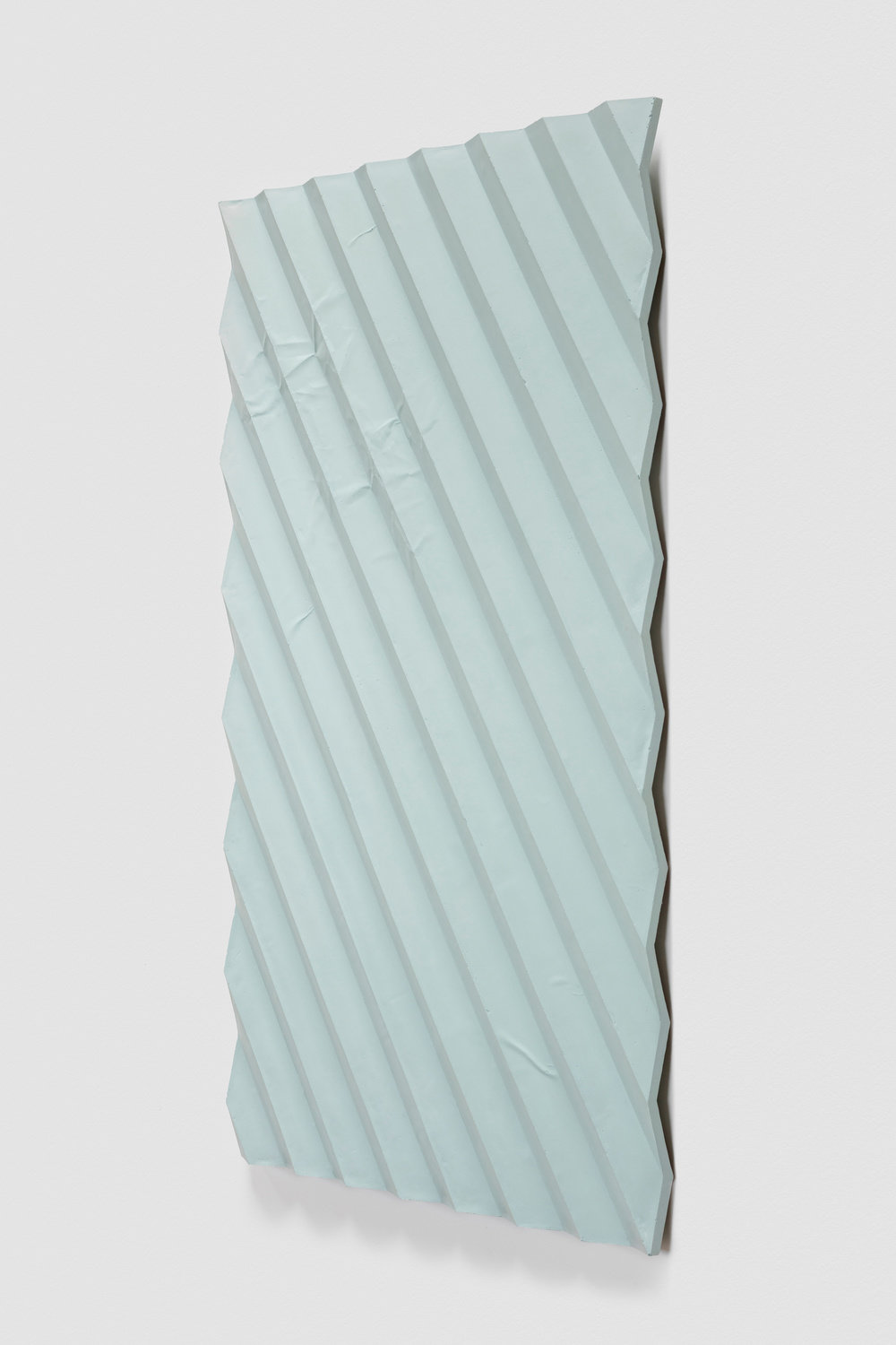 Hagen, psychosynthesis ii (accordion fold, teal, carbon black, neutral gray) (view 2), 2017 2019, mixed media, 72 x 43 x 3 in., 182.9 x 109.2 x 7.6 cm, cnon 60.896 joshua wilson white