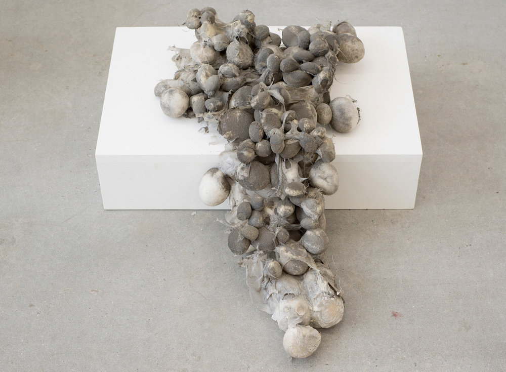 Hocking, scott, polystrene eggs with stalagmite, 2010, fire damaged polystyrene foam and plastic with stalagmite, 34 x 14 x 7 in. 86.4 x 35.6 x 17.8 cm cnon 54.903 photo credit bill orcutt