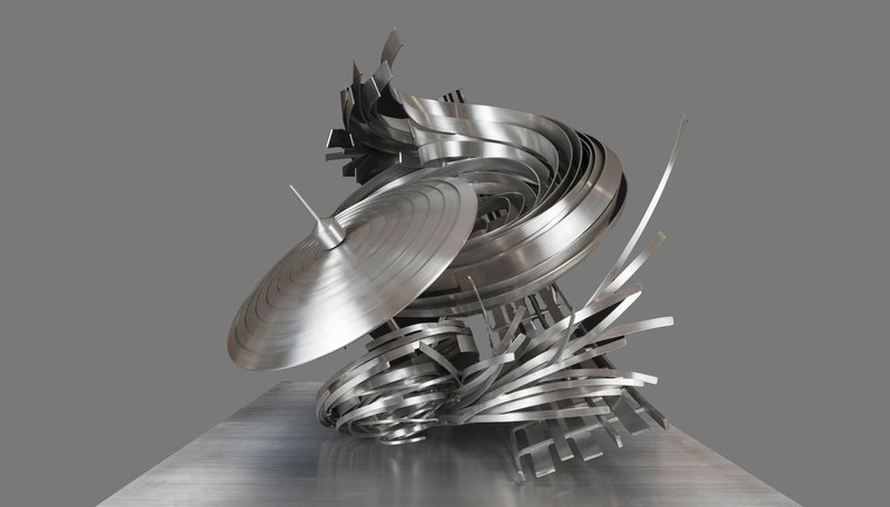Aycock, the riddle of the flying saucer #1, 2015, aluminum ed. 2 of 3   1 ap, 24 x 23 x 22 in
