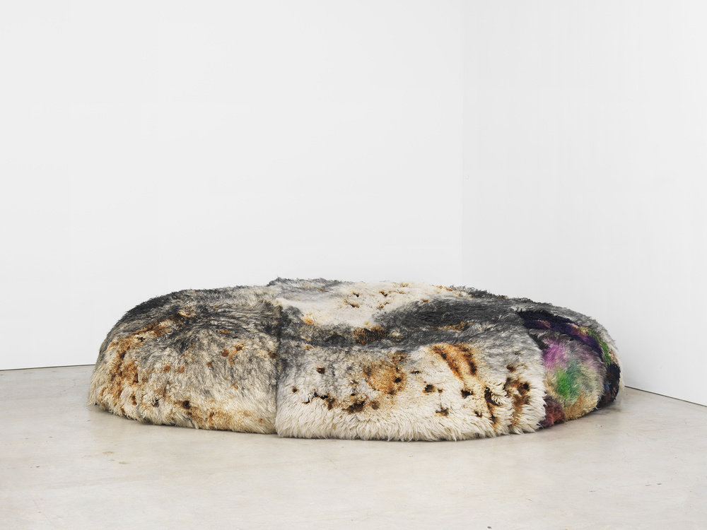 Betbeze, pillow (tbt), 2015, acid, dyes, ash, wool, 144 x 102 x 24 in. 365.76 x 259.08 x 60.96 cm cnon 56.955