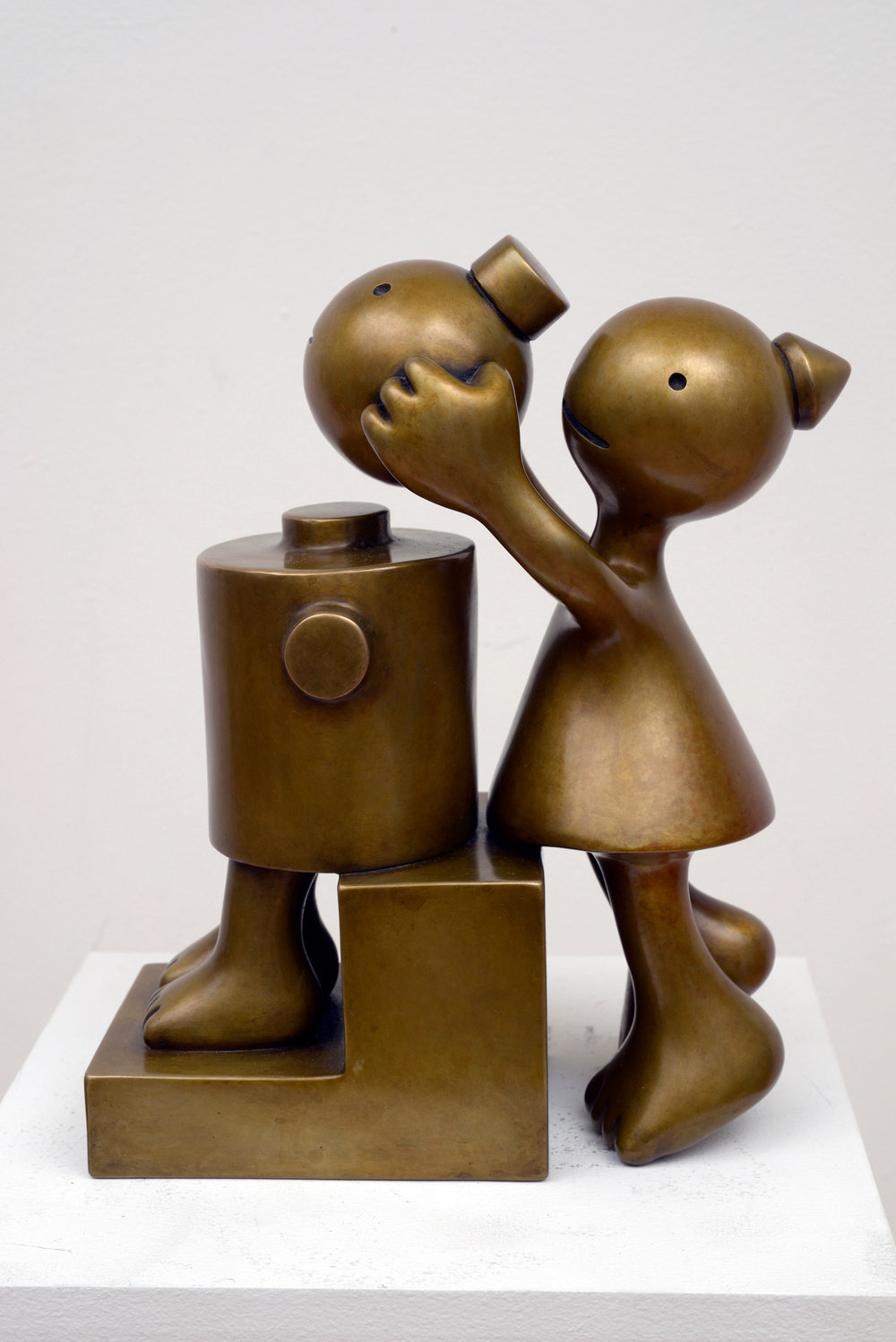 Otterness, cone fixing cylinder, 2013, bronze, ed of 9, 12 1 2 x 9 1 4 x 5 in 