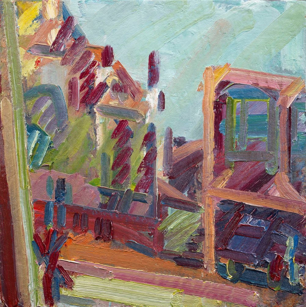 Auerbach, the house 2014–15, oil on canvas, 421 4 x 40 3 8 in., 107.3 x 102.5 cm