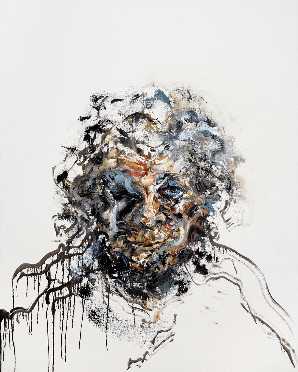 A scrambled self portrait of Maggi Hambling