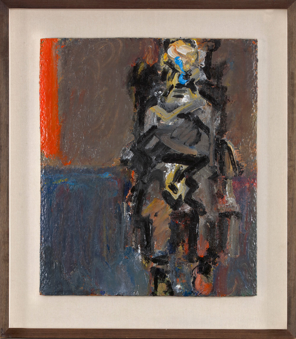 Auerbach, julia seated ii, 1992, acrylic on board, 23 5 8 x 20 1 8 in., 60 x 51.1 cm, 312004