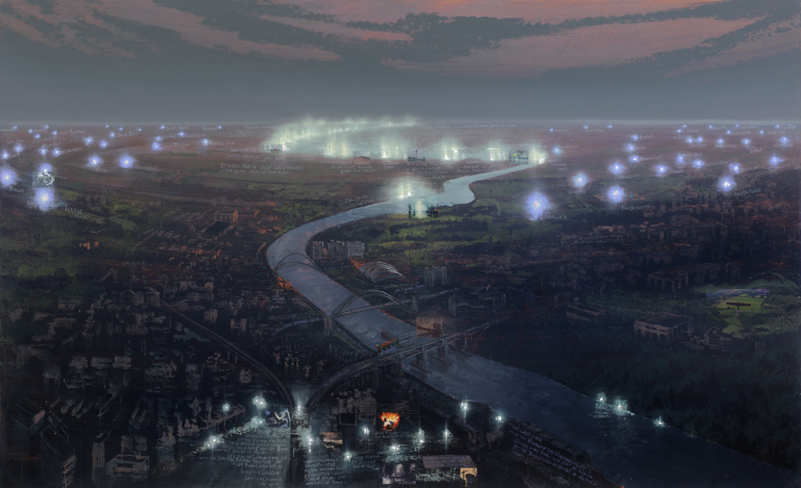 Hannock, northern city renaissance, luminous river tyne (mass moca #263), 2016, polished mixed media on canvas, 44 x 72 in., non 58.374jpg