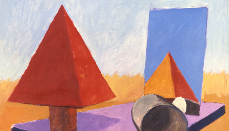 polygons in a landscape, very brushy paint strokes 