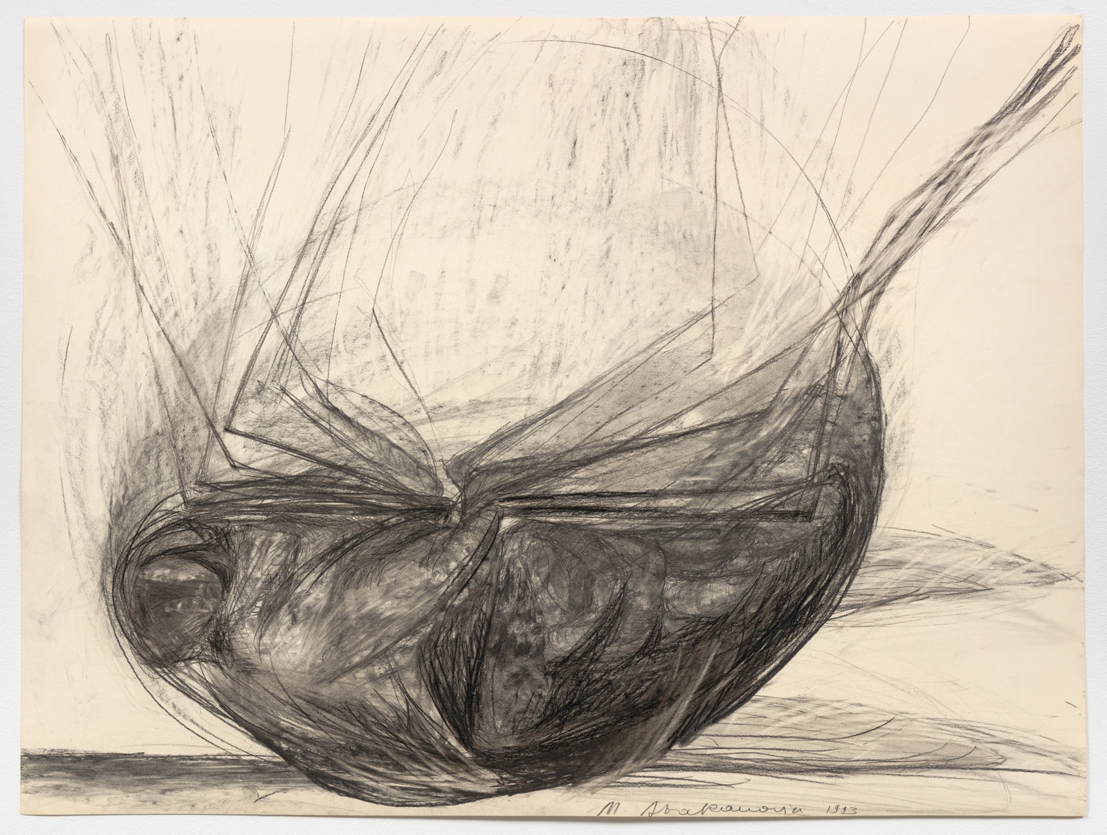 Abakanowicz, drawing from cycle flies, charcoal on paper, 29 3 4 x 39 1 2 in., non 34.864 lance brewer