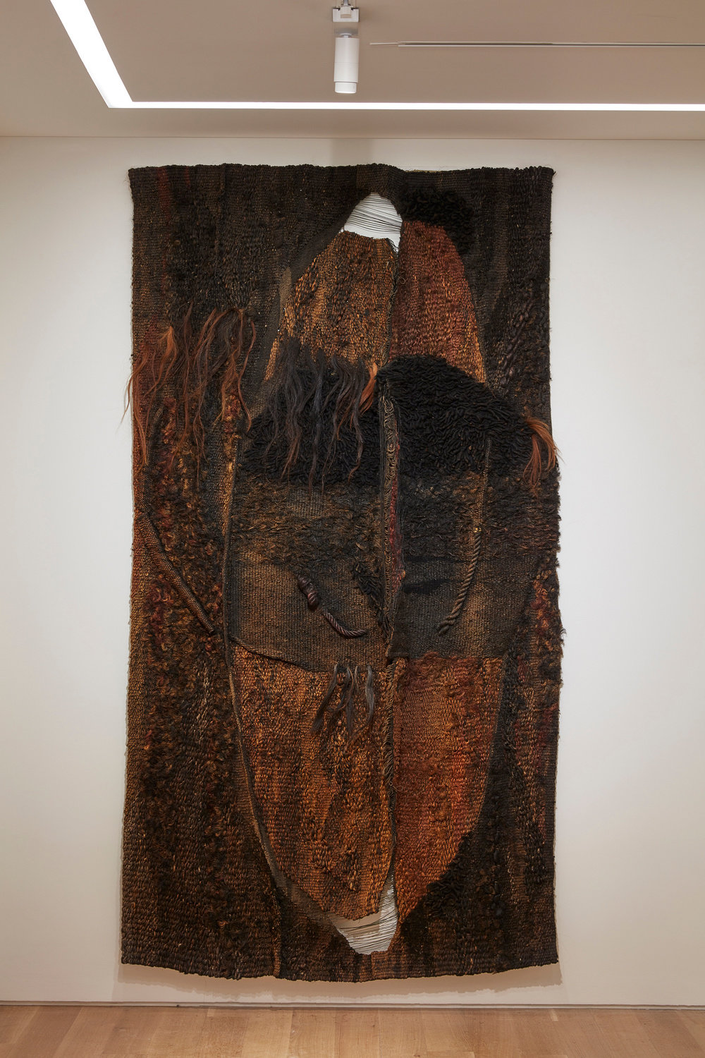 Abakanowicz, czarna (view 1), 1966, sisal, 118 1 2 x 61 1 2 in., 300 x 156 cm