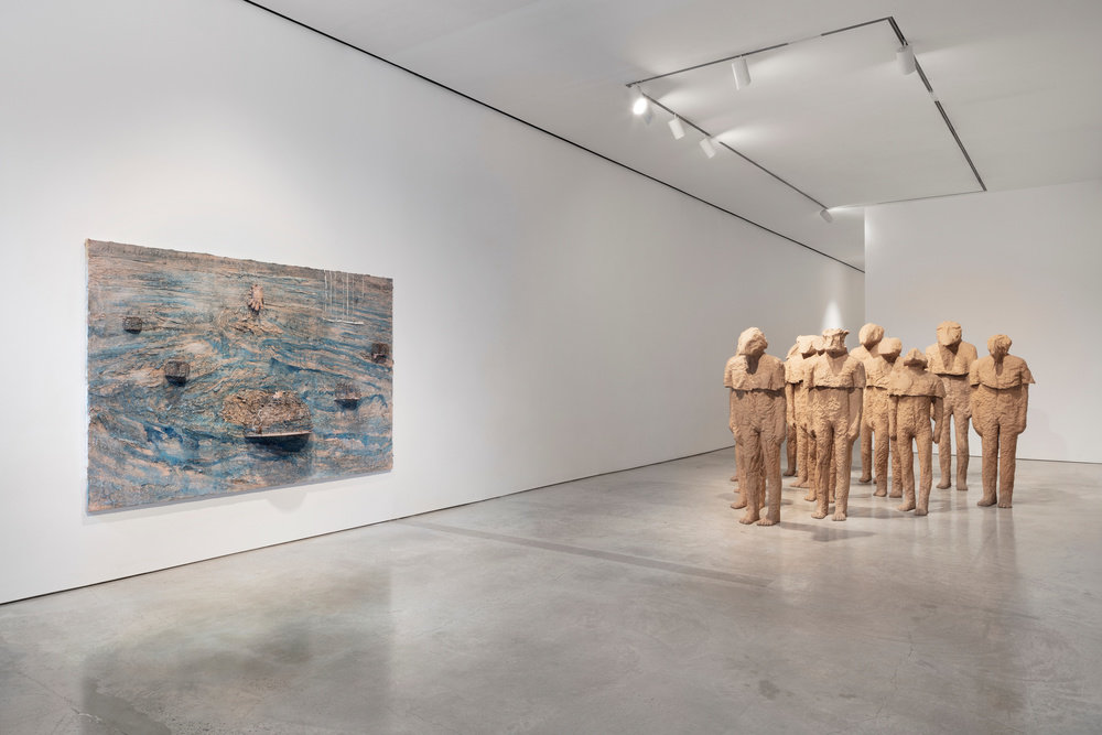 Installation view by magdalena abakanowicz and anselm kiefer marlborough new york